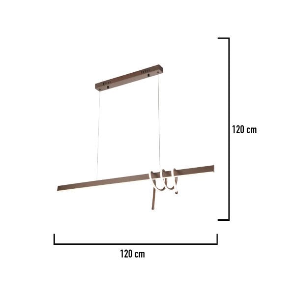 Feyza Krom Sıralı 45 Watt Modern Tasarım Yemek Masası Üstü Led Avize