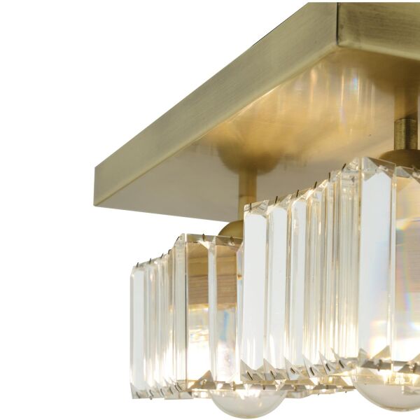 Rivia 4 Lü Eskitme Plafonyer Kristalli Taşlı Modern Tasarım Kristal Salon Avize