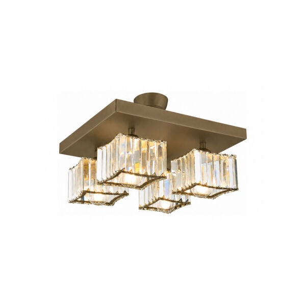 Rivia 4 Lü Eskitme Plafonyer Kristalli Taşlı Modern Tasarım Kristal Salon Avize