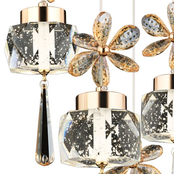 Amaris 4'lü Yuvarlak 3 Renkli 52 Watt Gold Kelebek Led Avize Kristal Ledli Modern Oturma Odası Salon Sarkıt Avize