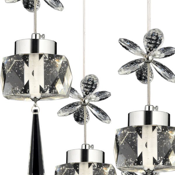 Amaris 6'lı Yuvarlak 3 Renkli 79 Watt Krom Kelebek Led Avize Kristal Ledli Modern Oturma Odası Büyük Salon Sarkıt Avize