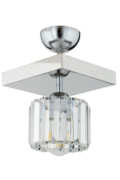 Sabrina Krom Kaplama Plafonyer Kristalli Taşlı Modern Tasarım Kristal Salon Avize