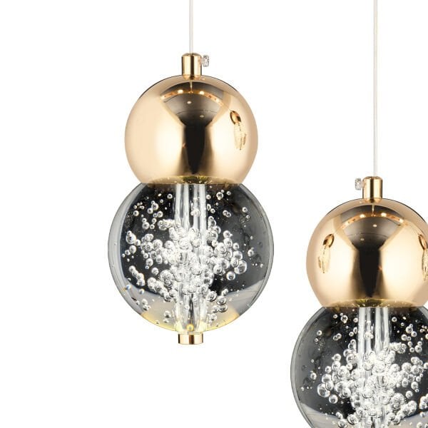 Sasha 3'lü Yuvarlak 3 Renkli 48 Watt Gold Kristal Ledli Modern Oturma Odası Salon Sarkıt Avize