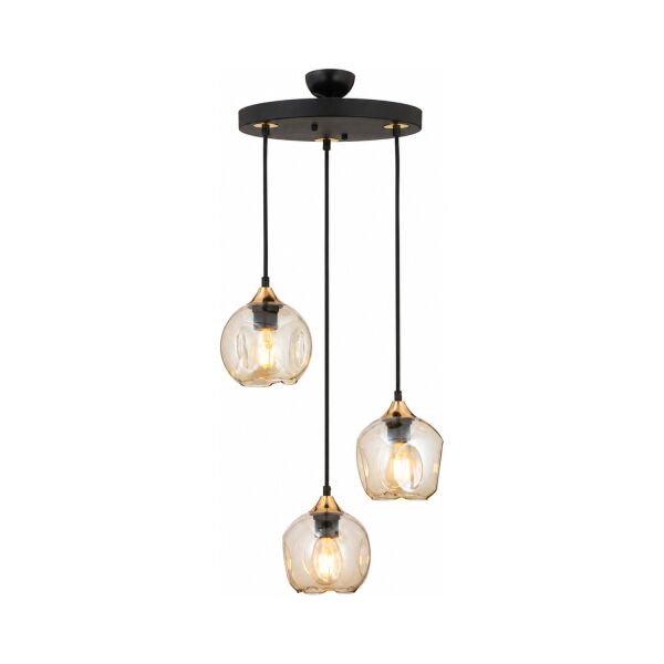 Karya 3Lü Yuvarlak Siyah Gold Modern Sarkıt Genç Odası Yatak odası Retro Salon Avize