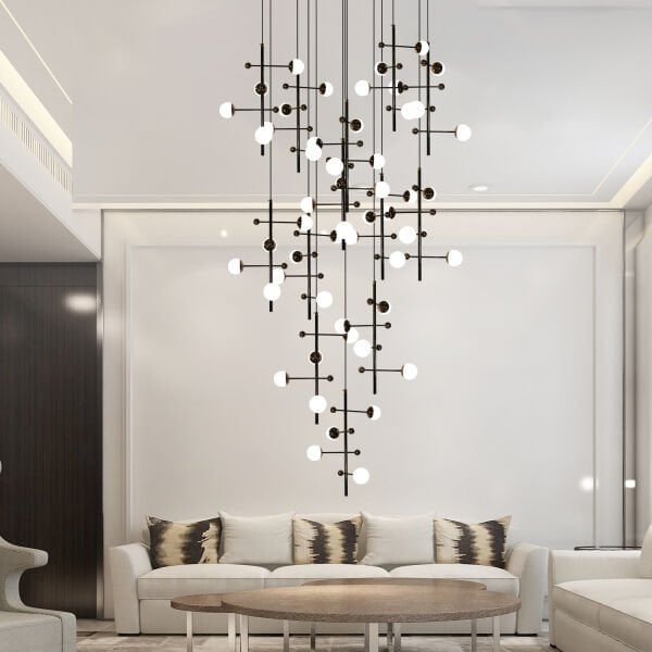 Addo Siyah 13'lü 52 Watt Yuvarlak Modern Sarkıt Koridor, Salon Sarkıt Led Avize