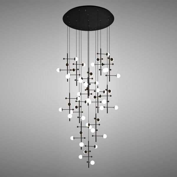 Addo Siyah 13'lü 52 Watt Yuvarlak Modern Sarkıt Koridor, Salon Sarkıt Led Avize