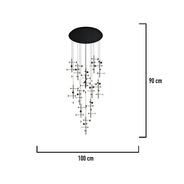 Addo Siyah 13'lü 52 Watt Yuvarlak Modern Sarkıt Koridor, Salon Sarkıt Led Avize