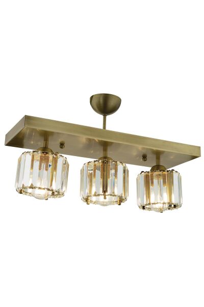 Sabrina 3 Lü Sıralı Eskitme Plafonyer Kristalli Taşlı Modern Tasarım Kristal Salon Avize
