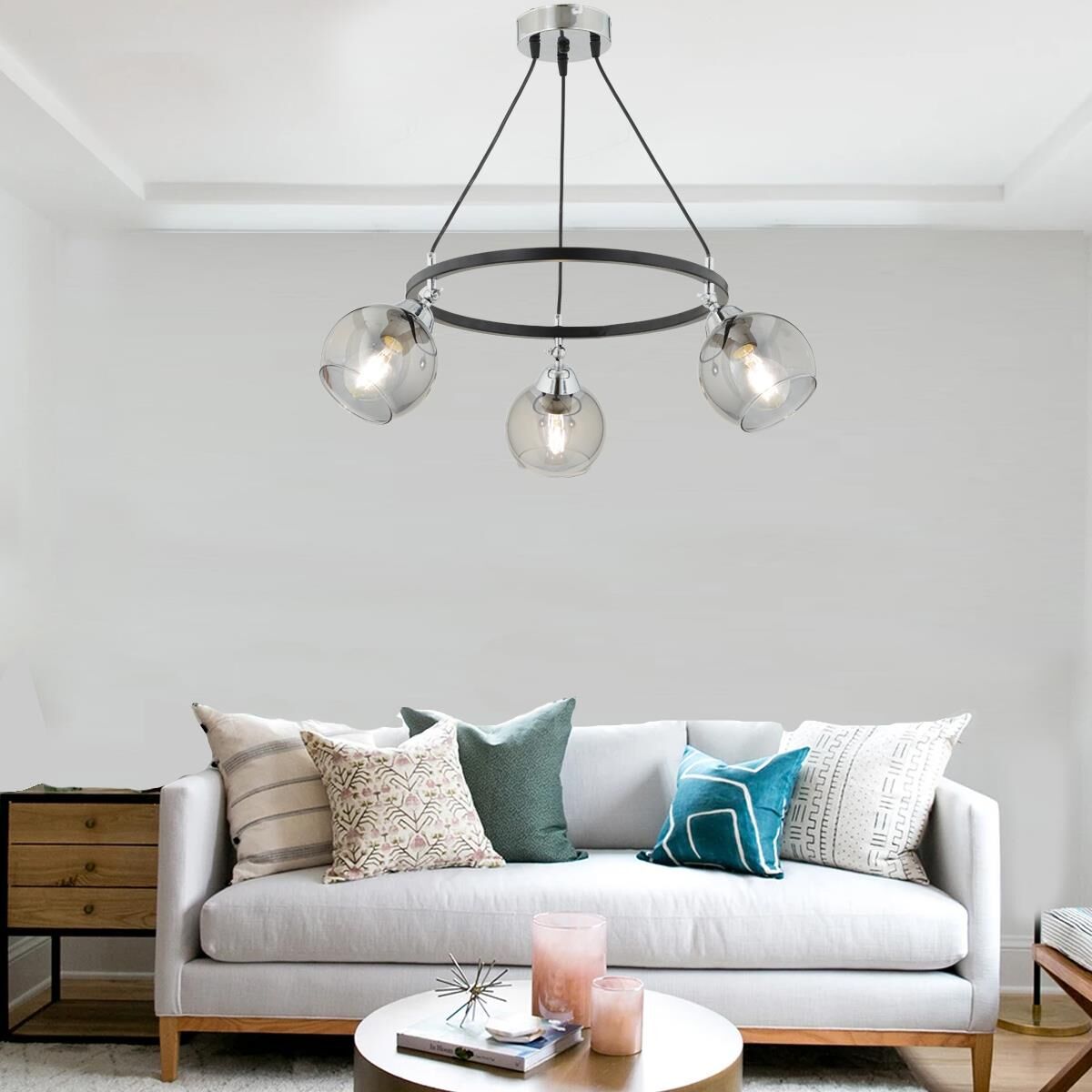 Flora 3 Lü Krom Detaylı Modern Koridor Mutfak Salon Avize