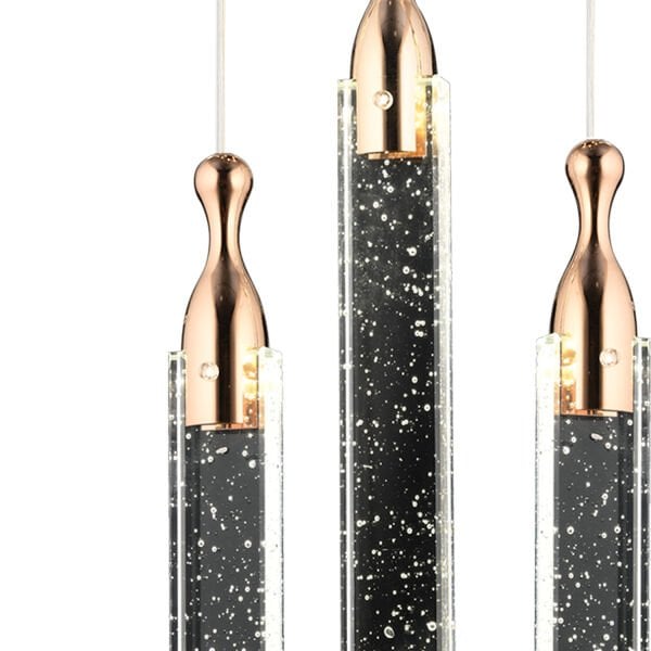 Klaus 3'lü Yuvarlak 3 Renkli 48 Watt Gold Kristal Ledli Modern Oturma Odası Salon Sarkıt Avize