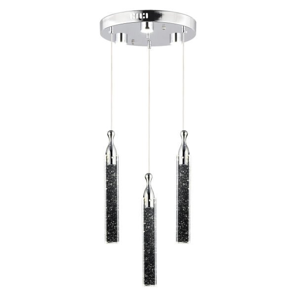 Klaus 3'lü Yuvarlak 3 Renkli 48 Watt Krom Kristal Ledli Modern Oturma Odası Salon Sarkıt Avize