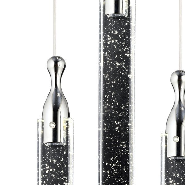 Klaus 3'lü Yuvarlak 3 Renkli 48 Watt Krom Kristal Ledli Modern Oturma Odası Salon Sarkıt Avize