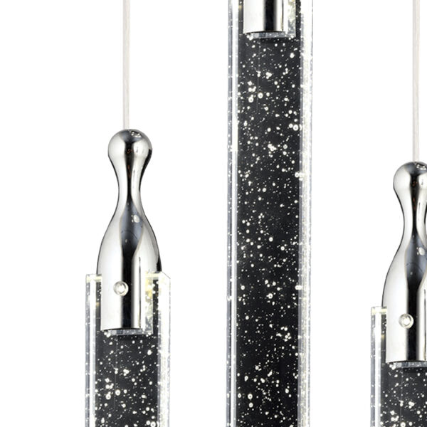Klaus 3'lü Yuvarlak 3 Renkli 48 Watt Krom Kristal Ledli Modern Oturma Odası Salon Sarkıt Avize