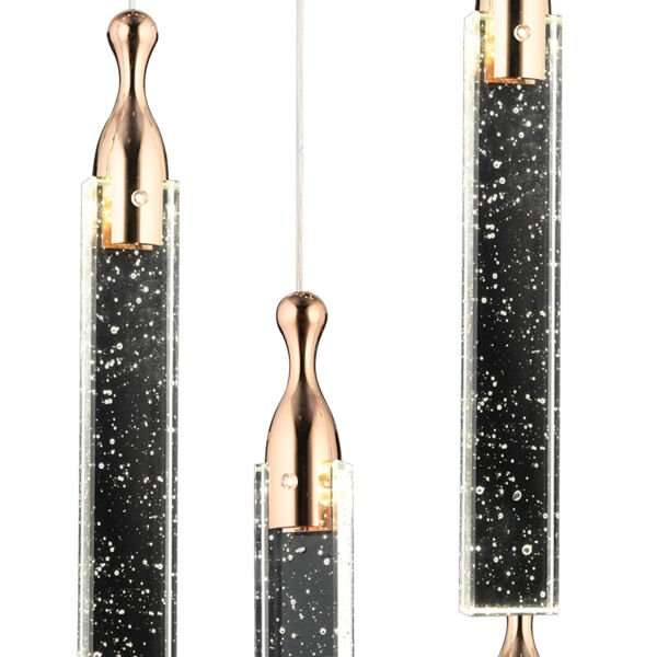 Klaus 5'li Yuvarlak 3 Renkli 75 Watt Gold Kristal Ledli Modern Oturma Odası Salon Sarkıt Avize