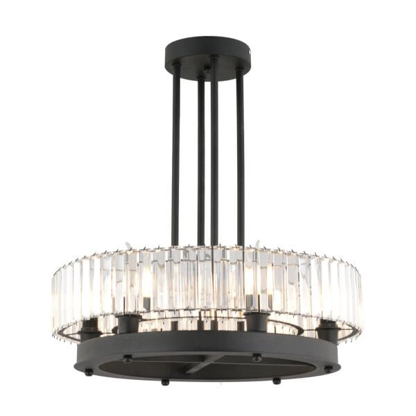 Azalea 6lı Siyah Kristalli Taşlı Modern Tasarım Kristal Büyük Salon Avize