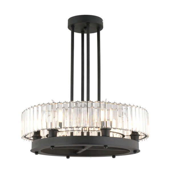 Azalea 6lı Siyah Kristalli Taşlı Modern Tasarım Kristal Büyük Salon Avize