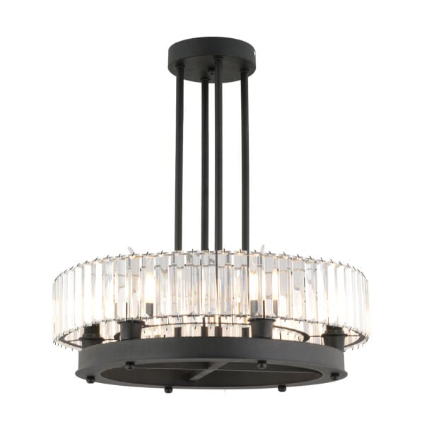 Azalea 6lı Siyah Kristalli Taşlı Modern Tasarım Kristal Büyük Salon Avize