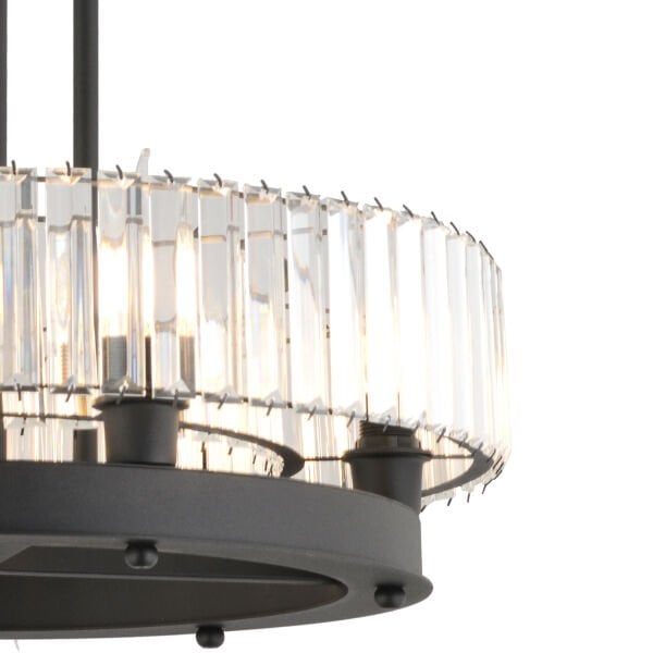 Azalea 6lı Siyah Kristalli Taşlı Modern Tasarım Kristal Büyük Salon Avize