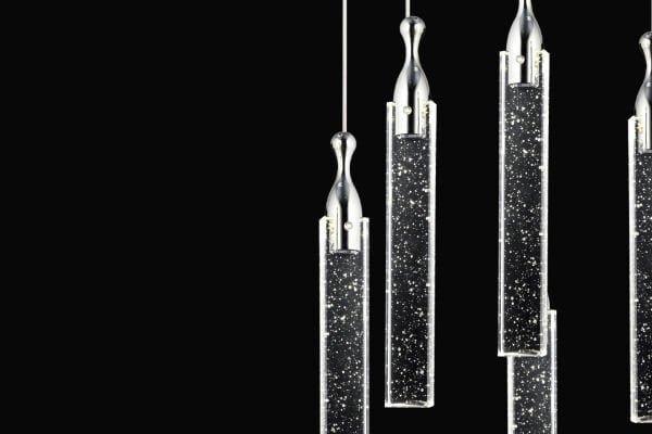 Klaus 5'li Yuvarlak Krom Kristal Ledli Modern Oturma Odası Salon Sarkıt Avize