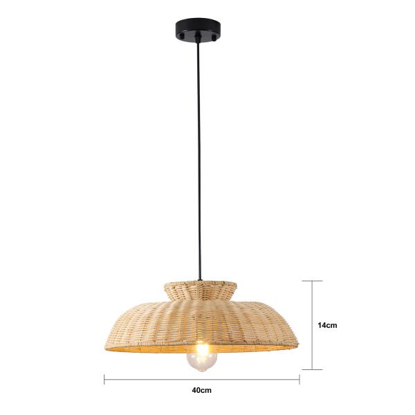 Enrico Tekli Rattan Modern Tasarım Oturma Odası Avize