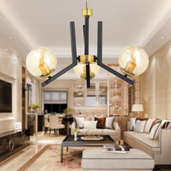 Mikel 3 Lü Siyah Eskitme Modern Yatak Odası Mutfak Oturma Odası Retro Salon Avize