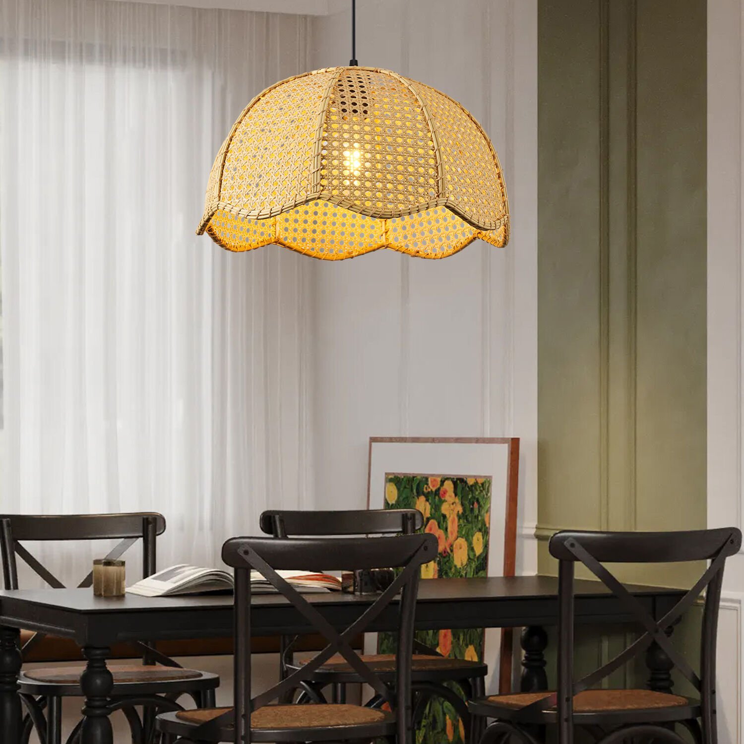 Alvise Tekli Hazeran Model Rattan Modern Tasarım Oturma Odası Avize