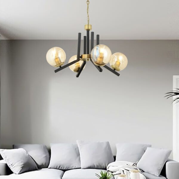 Mikel 4 Lü Siyah Eskitme Modern Yatak Odası Mutfak Oturma Odası Retro Salon Avize