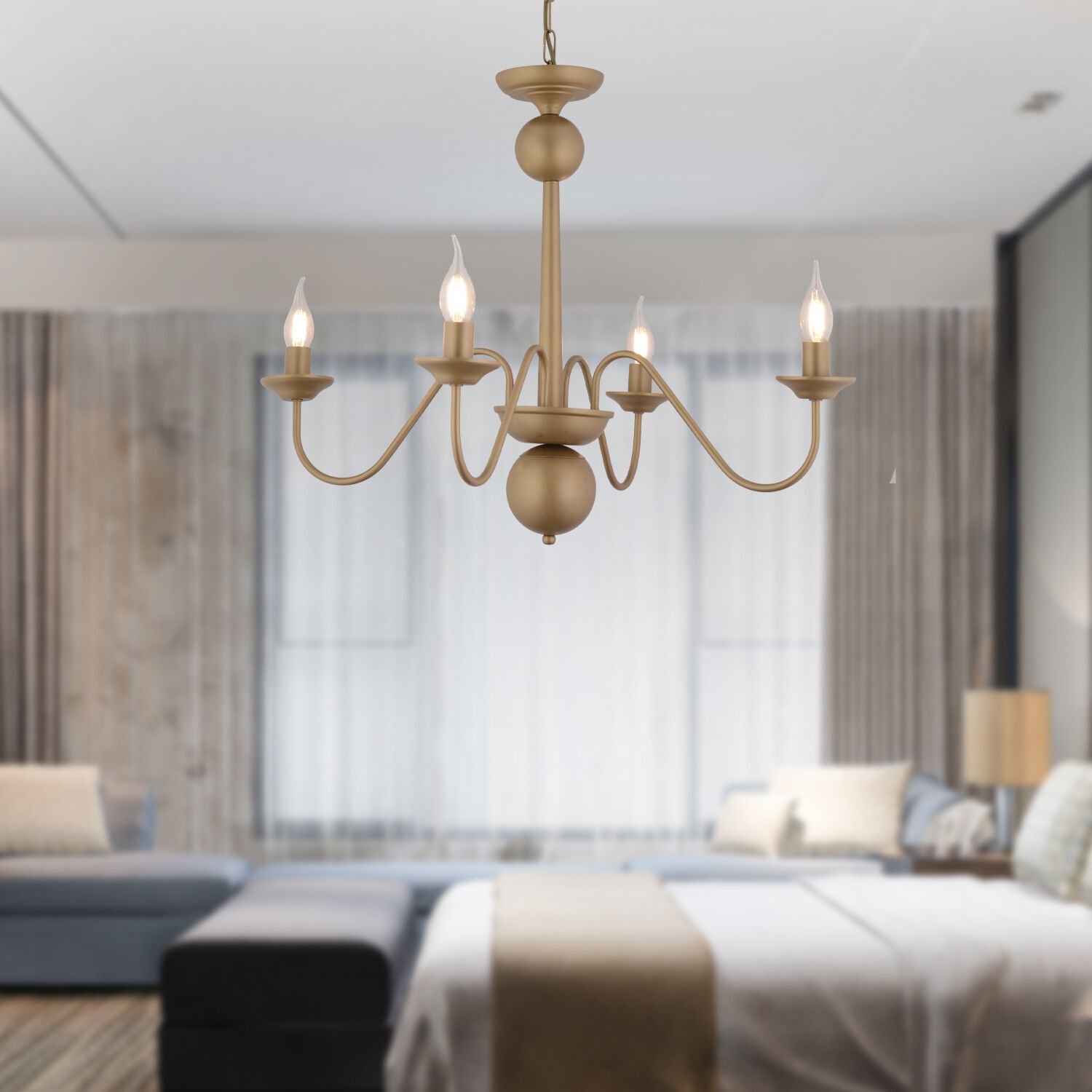 Behir 4'lü Eskitme Boyalı  Modern Oturma Odası, Yatak Odası Salon Avize