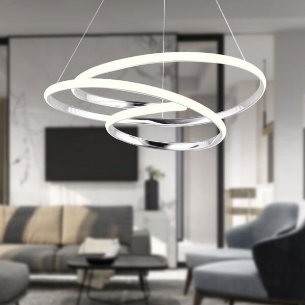 Valter Krom 3 Renkli 75 Watt Kristal Ledli Modern Oturma Odası Salon Sarkıt Avize