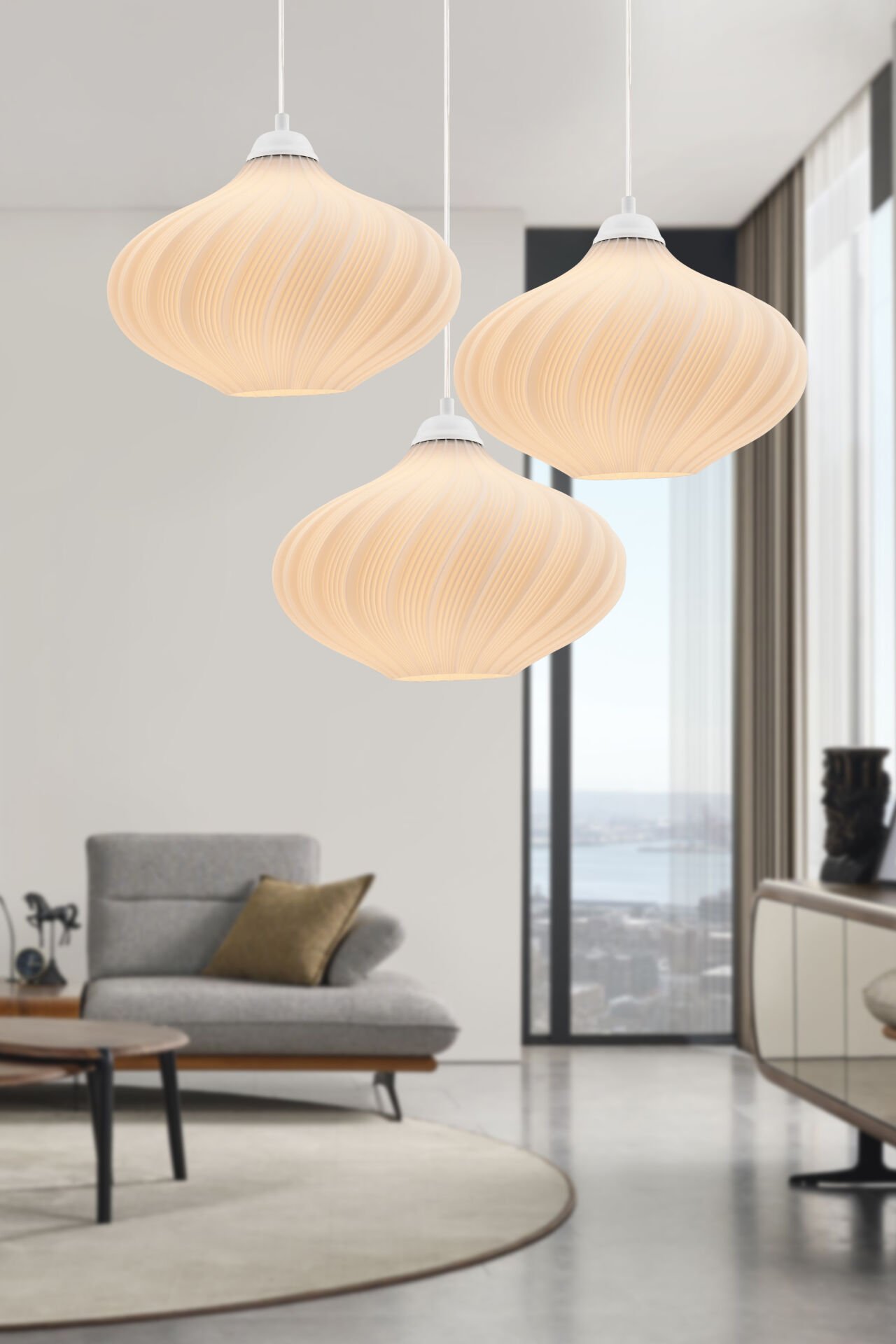 Leonor 3'lü Beyaz Modern Pinterest Tarzı Sarkıt Avize