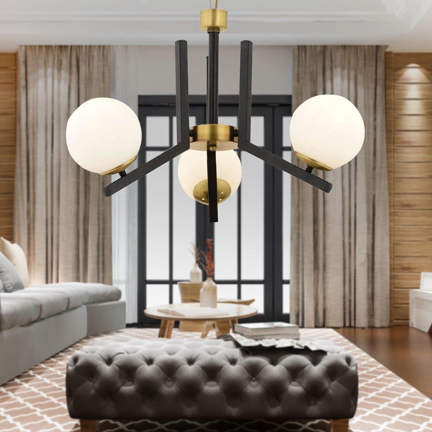 Morgan 3 Lü Eskitme Siyah Modern Yatak Odası Mutfak Oturma Odası Salon Avize