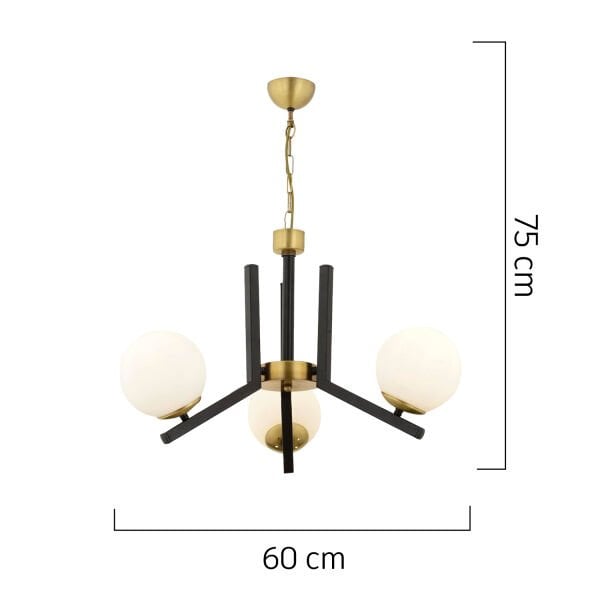 Morgan 3 Lü Eskitme Siyah Modern Yatak Odası Mutfak Oturma Odası Salon Avize