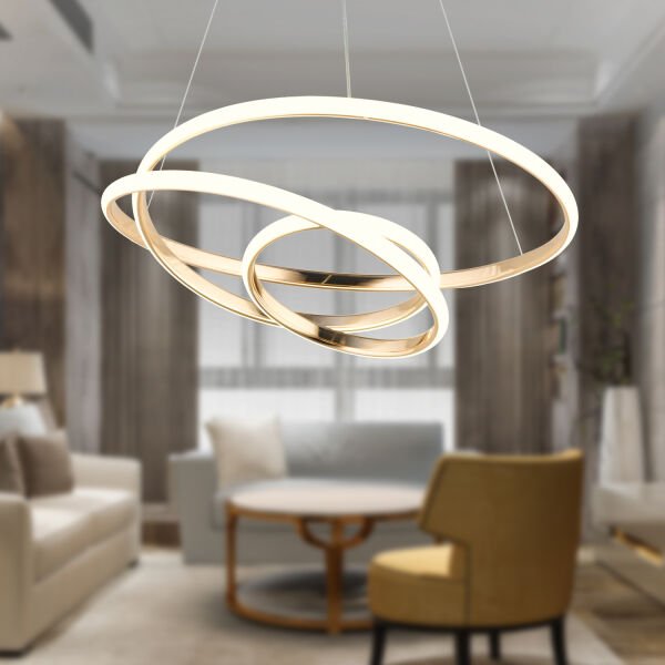 Valter Gold 3 Renkli 75 Watt Kristal Ledli Modern Oturma Odası Salon Sarkıt Avize