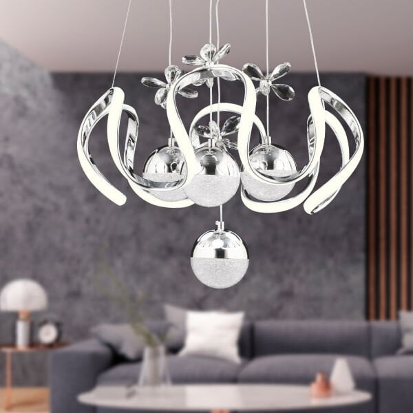 Jonas Krom 3 Renkli 103 Watt Kristal Ledli Modern Oturma Odası Salon Sarkıt Avize