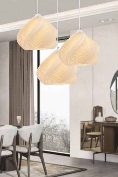 Leaf 3'lü Beyaz Modern Pinterest Tarzı Sarkıt Avize