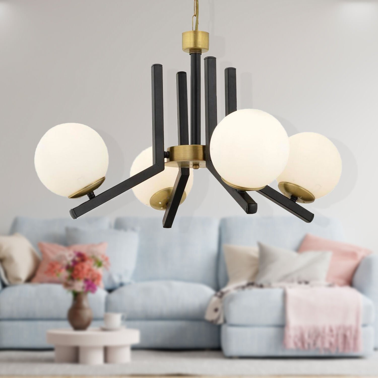 Morgan 4 Lü Eskitme Siyah Modern Yatak Odası Mutfak Oturma Odası Salon Avize