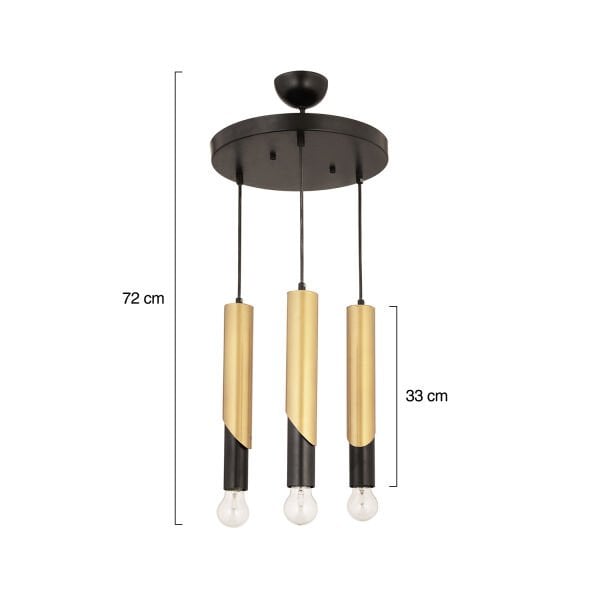 Vegamu 3Lü Yuvarlak Eskitme Modern Koridor Mutfak Salon Retro Avize