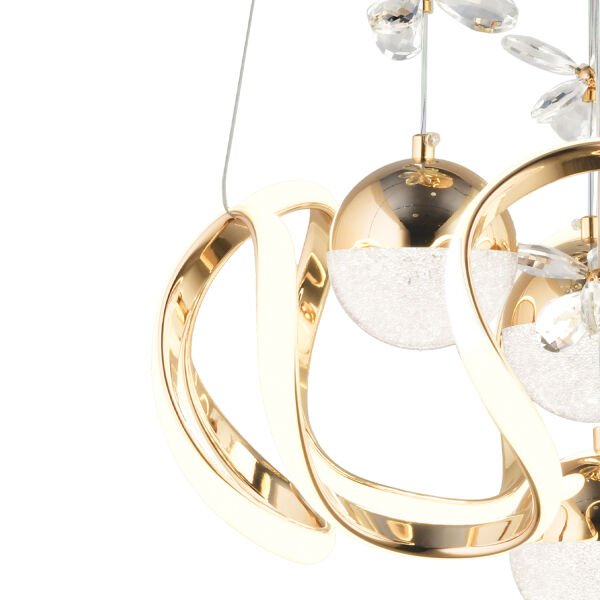 Jonas Gold 3 Renkli 103 Watt Kristal Ledli Modern Oturma Odası Salon Sarkıt Avize