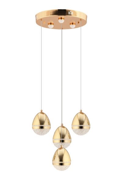 Amaya 4'lü Yuvarlak Gold Damla Başlıklı Modern Salon Led Avize