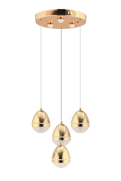 Amaya 4'lü Yuvarlak Gold Damla Başlıklı Modern Salon Led Avize