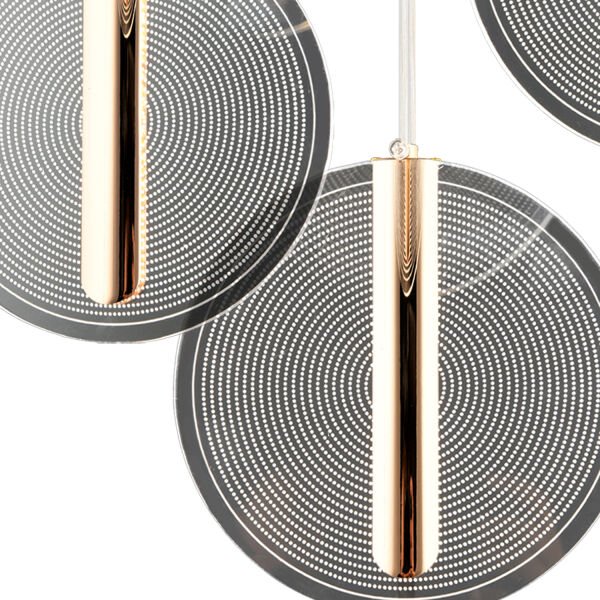 Dustin 4'lü Yuvarlak 3 Renk 52 Watt Gold Kristal Ledli Modern Oturma Odası Salon Sarkıt Avize