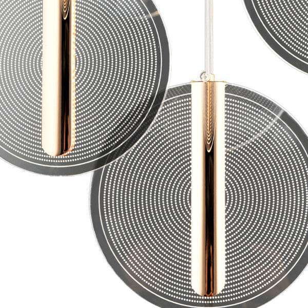 Dustin 4'lü Yuvarlak 3 Renk 52 Watt Gold Kristal Ledli Modern Oturma Odası Salon Sarkıt Avize