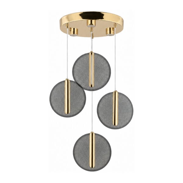 Dustin 4'lü Yuvarlak 3 Renk 52 Watt Gold Kristal Ledli Modern Oturma Odası Salon Sarkıt Avize