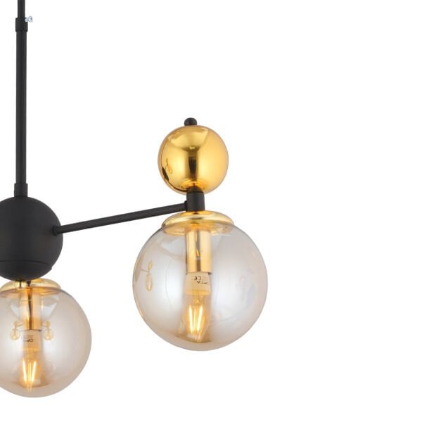 Kuvars 3lü Siyah Gold Modern Koridor, Oturma Odası Salon Avize