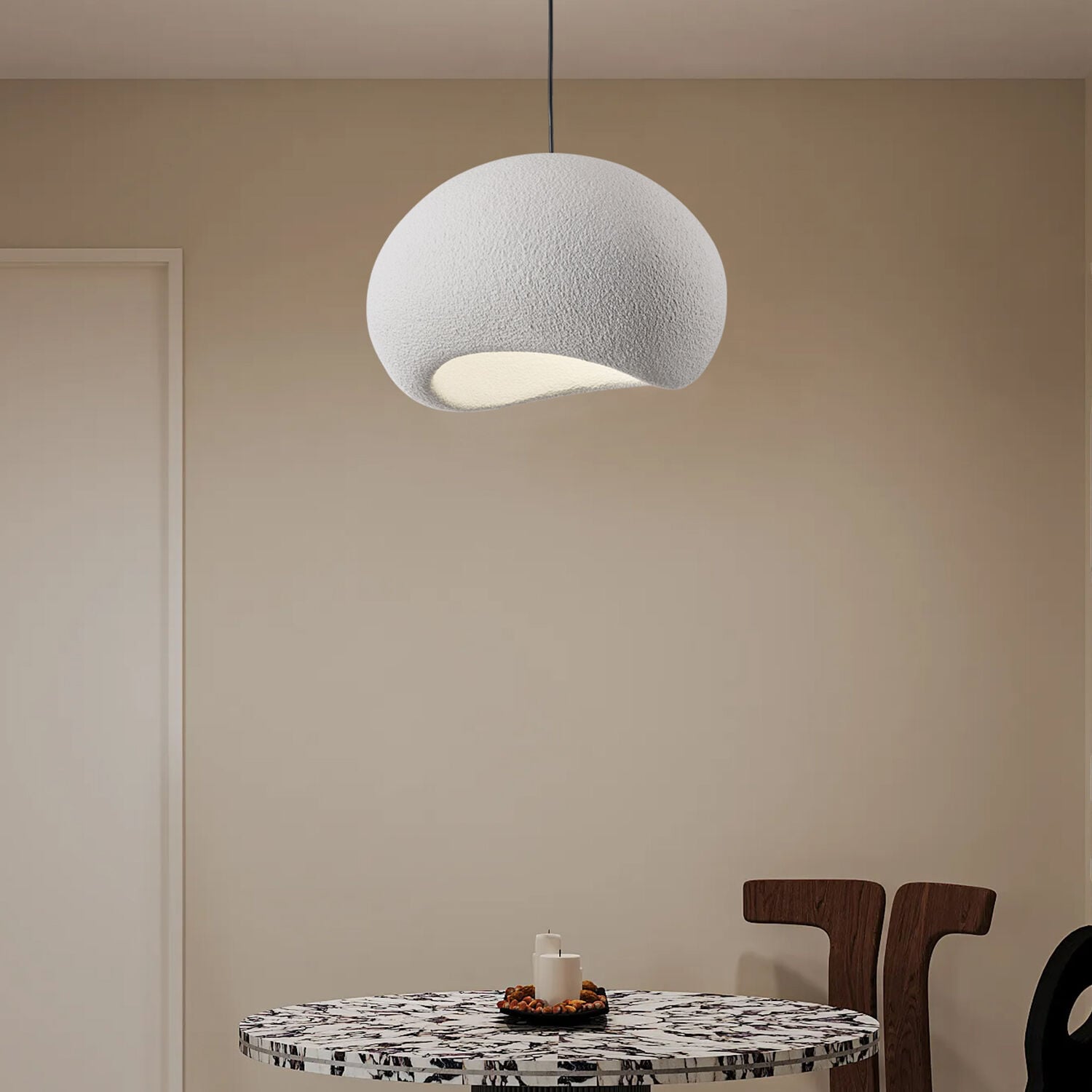 Tretan Tekli Beyaz Beton Modern Sarkıt Oturma Odası Salon Sarkıt Avize