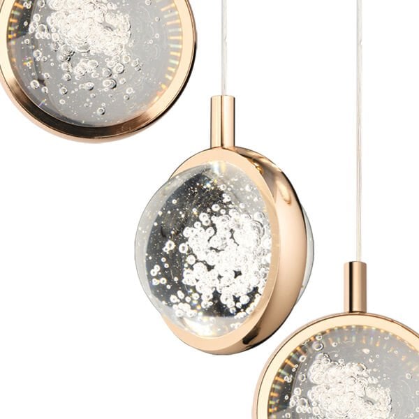 Eldon 5'li Sıralı 3 Renk 75 Watt Gold Kristal Ledli Modern Oturma Odası Salon Sarkıt Avize