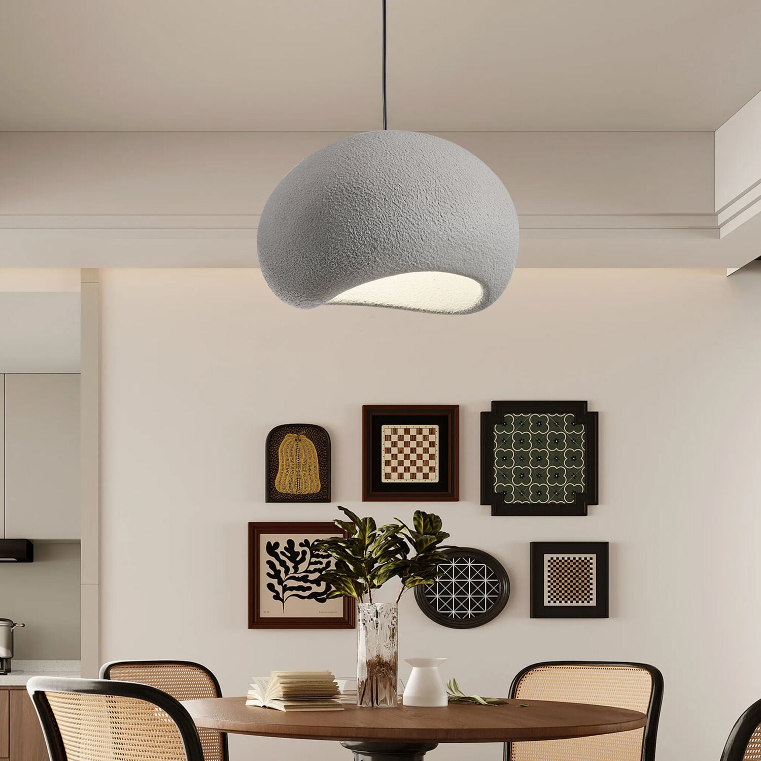 Tretan Tekli Gri Beton Modern Sarkıt Oturma Odası Salon Sarkıt Avize