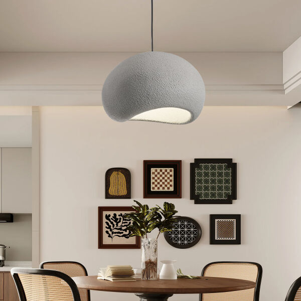 Tretan Tekli Gri Beton Modern Sarkıt Oturma Odası Salon Sarkıt Avize
