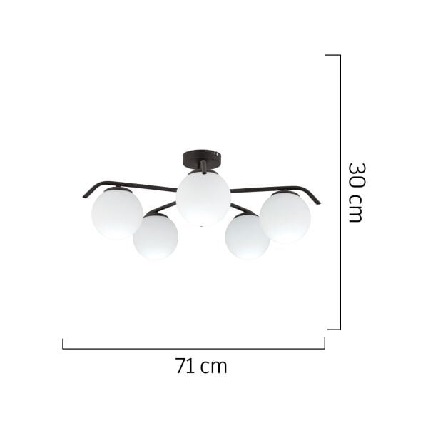 Diaspor 5li Yuvarlak Siyah Modern Sarkıt Genç Odası Yatak odası Retro Salon Avize