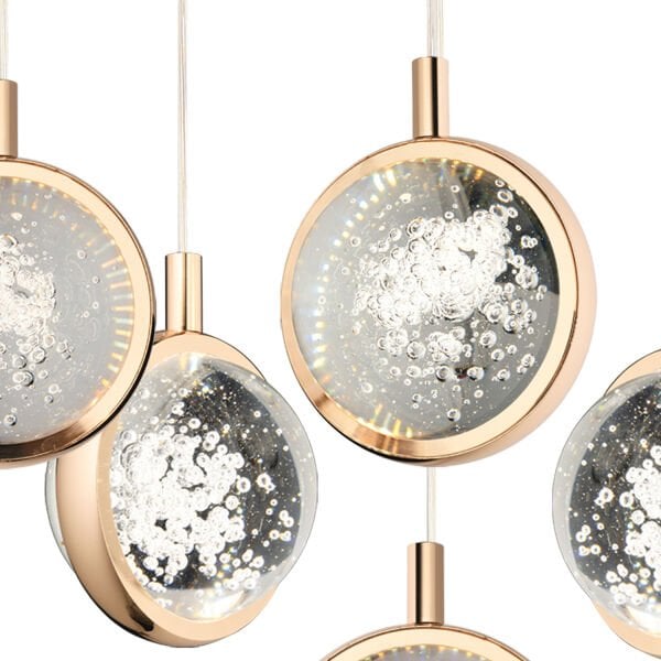 Eldon 6'lı Yuvarlak 3 Renk 88 Watt Gold Kristal Ledli Modern Oturma Odası Salon Sarkıt Avize